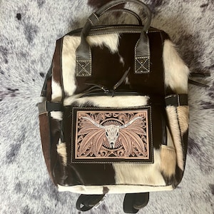 Western Backpack | Western Diaper Bag | Tooled Backpack | Cowhide Backpack | Cowboy Backpack | Longhorn Backpack