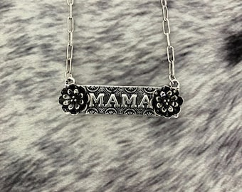 Mama Bar Necklace | Silver Necklace | Cowgirl Jewelry | Western Style Pendant | Boutique Gift for Mom