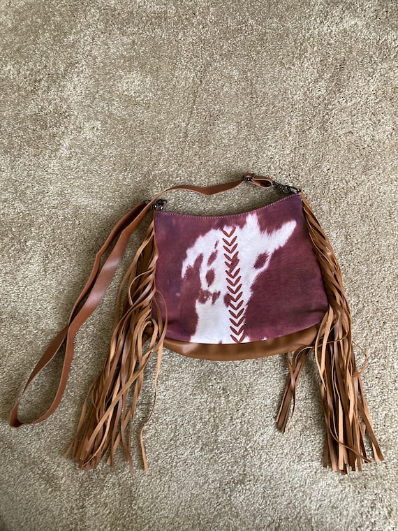 Cowprint Fringe Purse