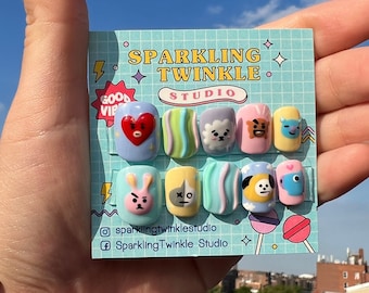 BTS handmade 3D press on nails