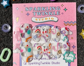 Sparkling Twinkle 3D handmade Press On nails