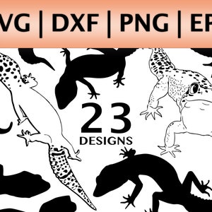 Gecko SVG | Art gecko léopard | Lézard SVG | Dragon barbu SVG | Décoration murale gecko
