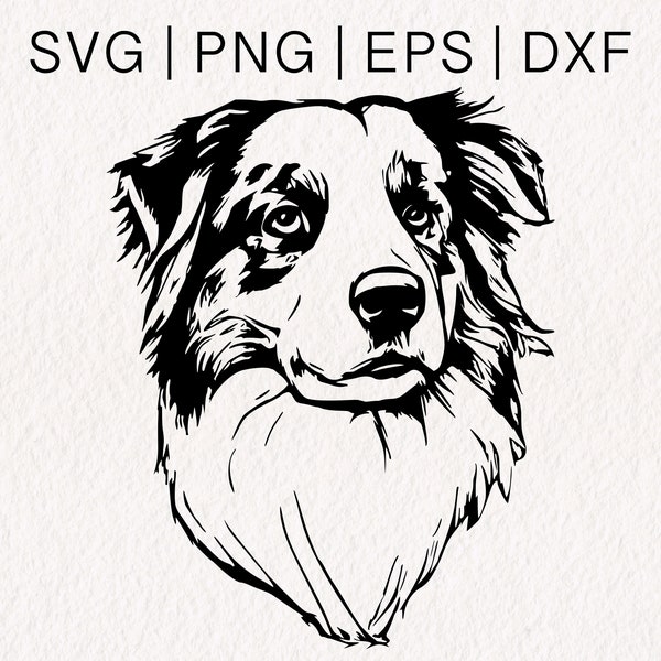 Australian Shepherd SVG | Aussie SVG | Dog Face Vector | Smooth Collie svg | Sheltie svg | svg png eps dxf Formats