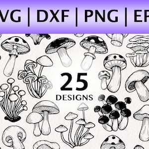 Bundle SVG champignon (25 modèles) Cottage Core svg | Champignon vénéneux svg | Svg champignon rouge | Boho champignon svg | Svg psychédélique | Svg champignon