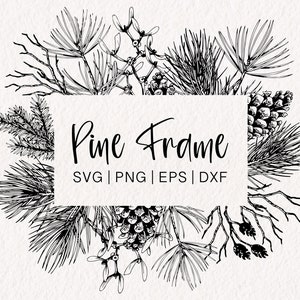 Cornice rettangolare SVG con pigna / SVG con pigna / PNG con ghirlanda invernale / Vettore con albero di pino / Ghirlanda natalizia / Ghirlanda natalizia SVG