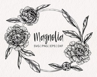 Magnolia Flower SVG Frame | Flower Corner svg | Square Outline svg | Square Frame svg | Cherry Blossom svg