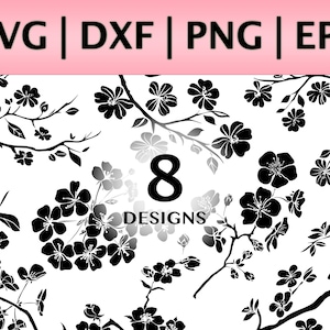 Kirschblüte SVG Sakura SVG Zweig Zweig svg png eps dxf | Olivenzweig svg | Zweig Blätter svg | Weinstock svg