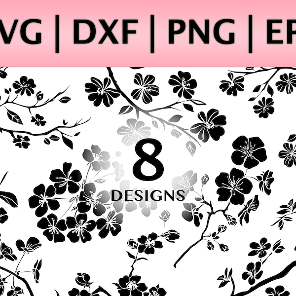 Cherry Blossom SVG Sakura SVG Twig Branch svg png eps dxf | Olive Branch svg | Branch Leaves svg | Vine svg