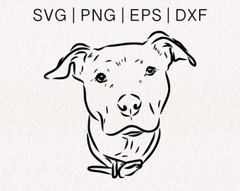 Cara de Pitbull SVG / Cara de perro Vector / Perro matón SVG / Pitbull SVG / Formatos SVG PNG EPS DXF