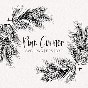 Cadre d'angle SVG pomme de pin | Cône de pin SVG | Couronne d'hiver PNG | Vecteur De Pin | Couronne des Fêtes | Couronne de Noël svg | Botanique d'hiver
