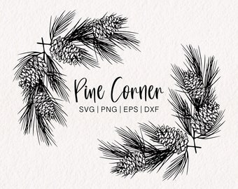 Pine Cone SVG Corner Frame | Pine Cone SVG | Winter Wreath PNG | Pine Tree Vector | Holiday Wreath | Christmas Wreath svg | Winter Botanical