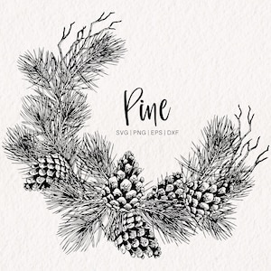Couronne de pin SVG | Cône de pin SVG | Couronne d'hiver PNG | Vecteur De Pin | Couronne des Fêtes | Couronne de Noël svg