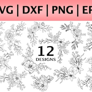 Magnolia SVG Bundle | Flower Corner svg | Square Outline svg | Square Frame svg | Cherry Blossom svg