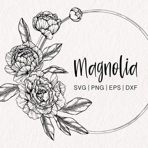 Magnolia Flower SVG Frame | Flower Corner svg | Square Outline svg | Square Frame svg | Cherry Blossom svg