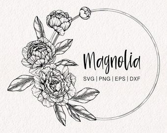 Magnolia Flower SVG Frame | Flower Corner svg | Square Outline svg | Square Frame svg | Cherry Blossom svg