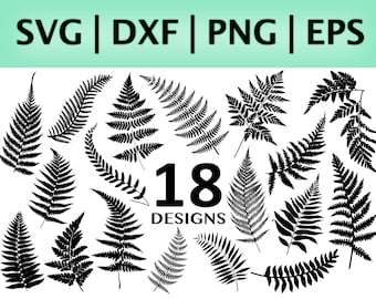 Fern SVG Bundle Silhouette Cut Files Cricut | Tropical Leaves SVG | Houseplant Leaf Botanical Vines SVG