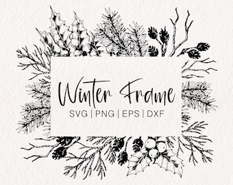 Cornice di pino SVG / Pigna SVG / Ghirlanda invernale PNG / Vettore di pino / Ghirlanda natalizia / Ghirlanda di Natale SVG