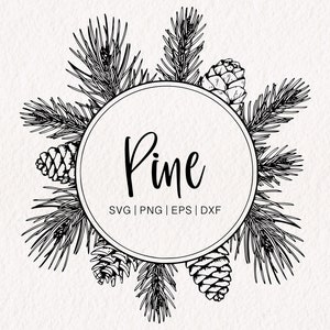 Cadre cercle SVG pomme de pin | Cône de pin SVG | Couronne d'hiver PNG | Vecteur De Pin | Couronne des Fêtes | Couronne de Noël svg