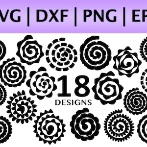 ロールフラワー SVG | ロールペーパーフラワー png svg dxf eps Cricut/シルエット | フェルトフラワー svg | 蓮の花 SVG