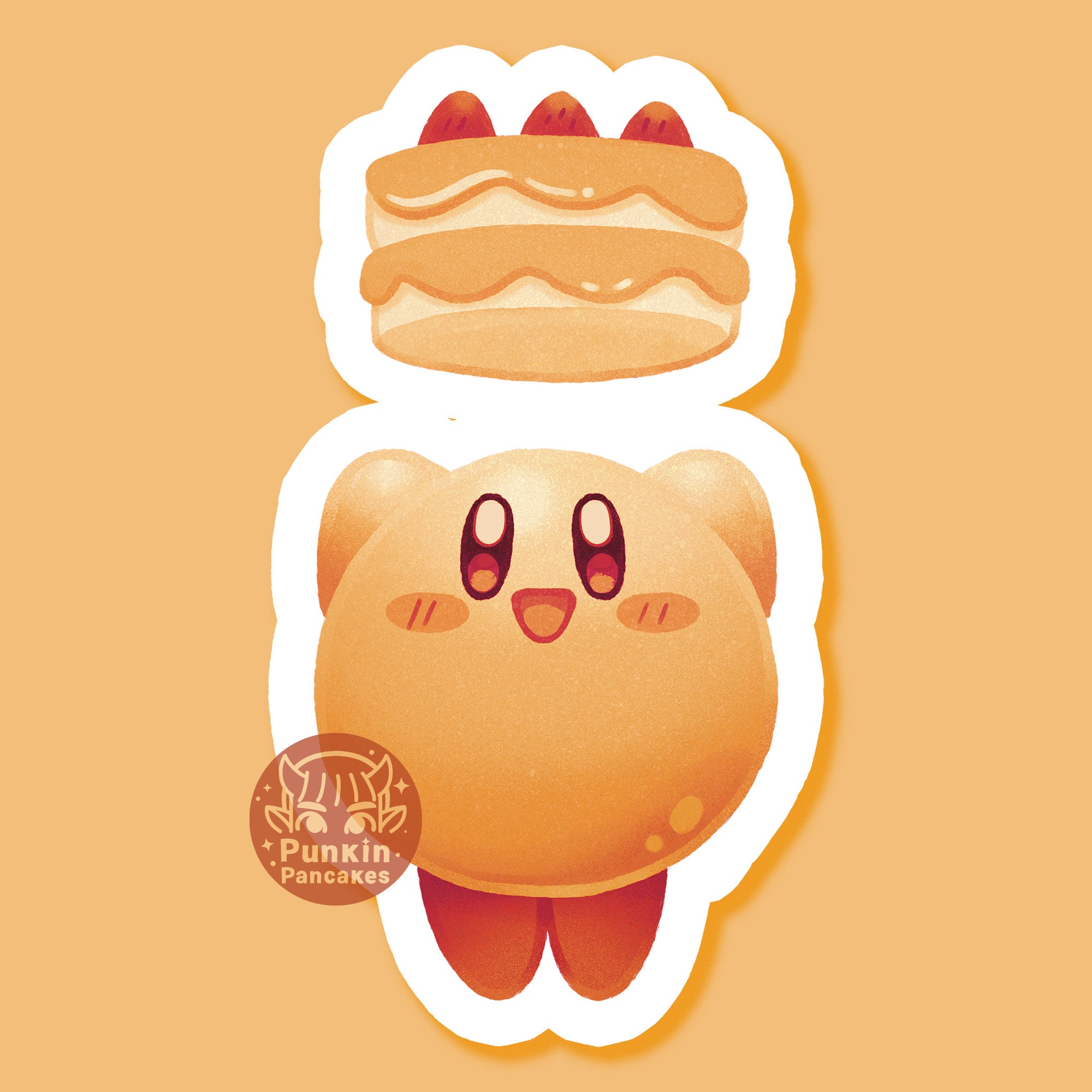 Golden Kirby Cake Sticker Vinyl Sticker Cute Sticker Kirby Etsy