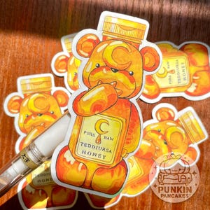 Sticker bouteille de miel Teddiursa | Sticker Pokémon mignon | Sticker pour ordinateur portable, bouteille d'eau, journal