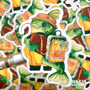 Wels mit Rucksack Sticker | Fisch Aufkleber | Laptop, Wasserflasche, Journal Aufkleber