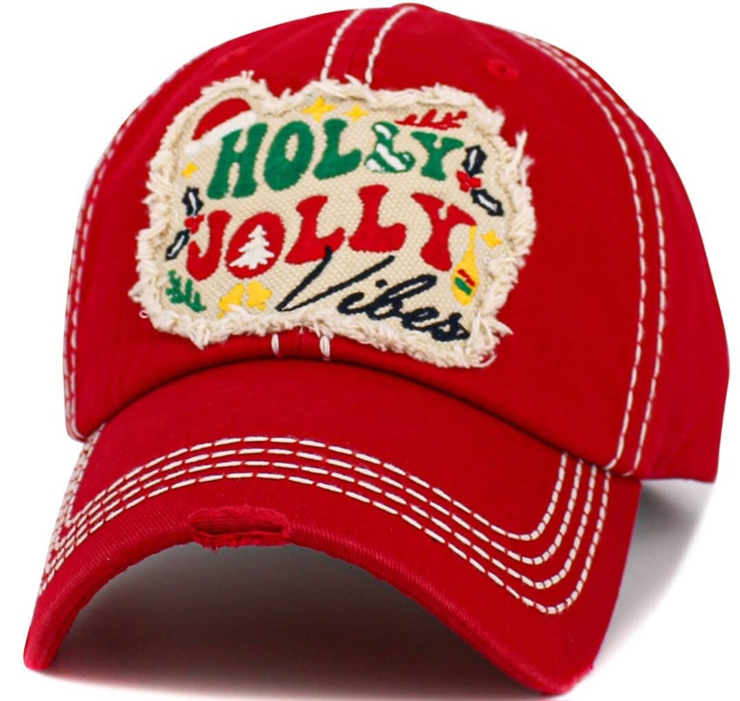Holly Jolly Vibes Baseball Cap Christmas Baseball Cap Gift Hat Etsy