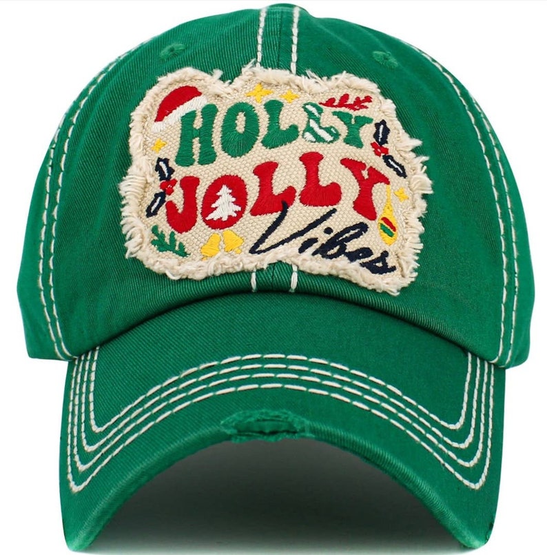 Holly Jolly Vibes Baseball Cap Christmas Baseball Cap Gift Hat Etsy