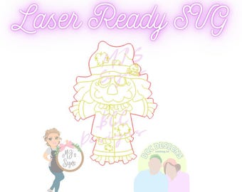 LASER READY File: Scarecrow - Door Hanger Template - Fall Door Hanger Template - Digital Download - Single Line SVG