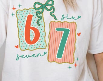Six Seven Png 67 Png Preppy Shirt Png 67 Png Pink Camo Funny Viral Meme Number Png Camouflage Gen Alpha Viral Trend 6 7 Png Sublimation