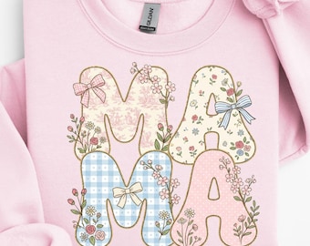 Grandmillennial Floral Mama Png Mama Floral Coquette Bow Grandmillennial Png Pink Chinoiserie Png Mom Png Gingham Whimsy Png