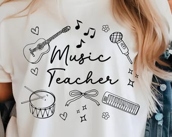 Music Teacher Svg Music Teacher Tshirt Coquette Teacher Png Music Teacher Tee Music Therapist Music Education Music Classroom Band Teacher