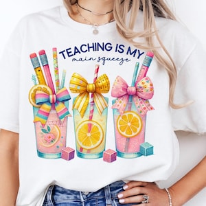 Camiseta de Professora de Verão Png Limonada Rosa Limão Coquete Png Coquete Engraçado Professora Png Coquete Lápis Professora Png Camiseta Principal Aperto de Frutas