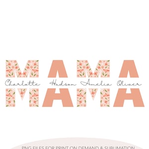 Customizable Mama PNG templates, Peach Floral Mama png, Mama Sublimation Designs, Blessed Mama Shirt png, Mothers Day Shirt png, Mom png