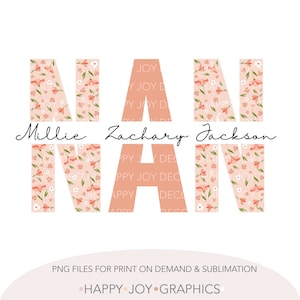Customizable Nan Png Sublimation Template, Custom png Design, Floral Nan png, Nana Png, Blessed Nan Png, Custom Nan Png, Custom Nanna Png