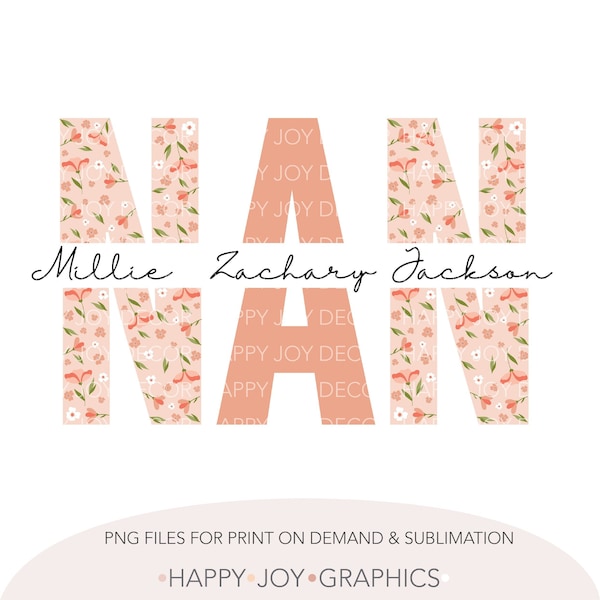 Customizable Nan Png Sublimation Template, Custom png Design, Floral Nan png, Nana Png, Blessed Nan Png, Custom Nan Png, Custom Nanna Png