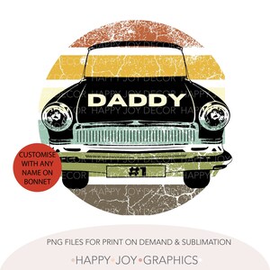 Aanpasbare papa PNG-sjabloon, retro papa, retro auto PNG, vintage auto PNG, oldtimer shirt, vaders dag shirt, papa mok PNG, auto Coaster