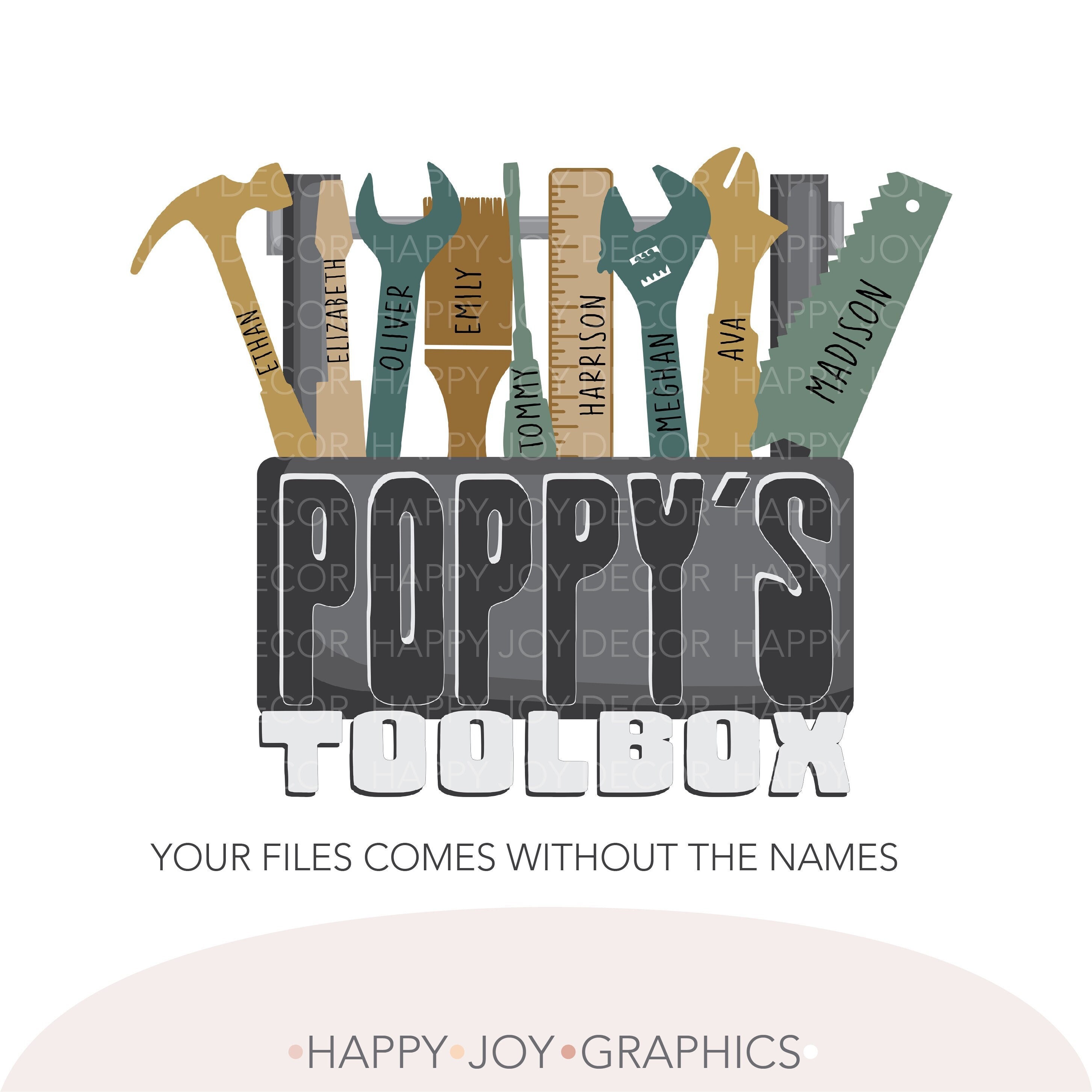 Customizable Poppy Png Sublimation, Custom Poppy, Tools Png, Toolbox Png, Kids Names, Fathers Day Best Dad Ever Shirt, Custom Split Name Png