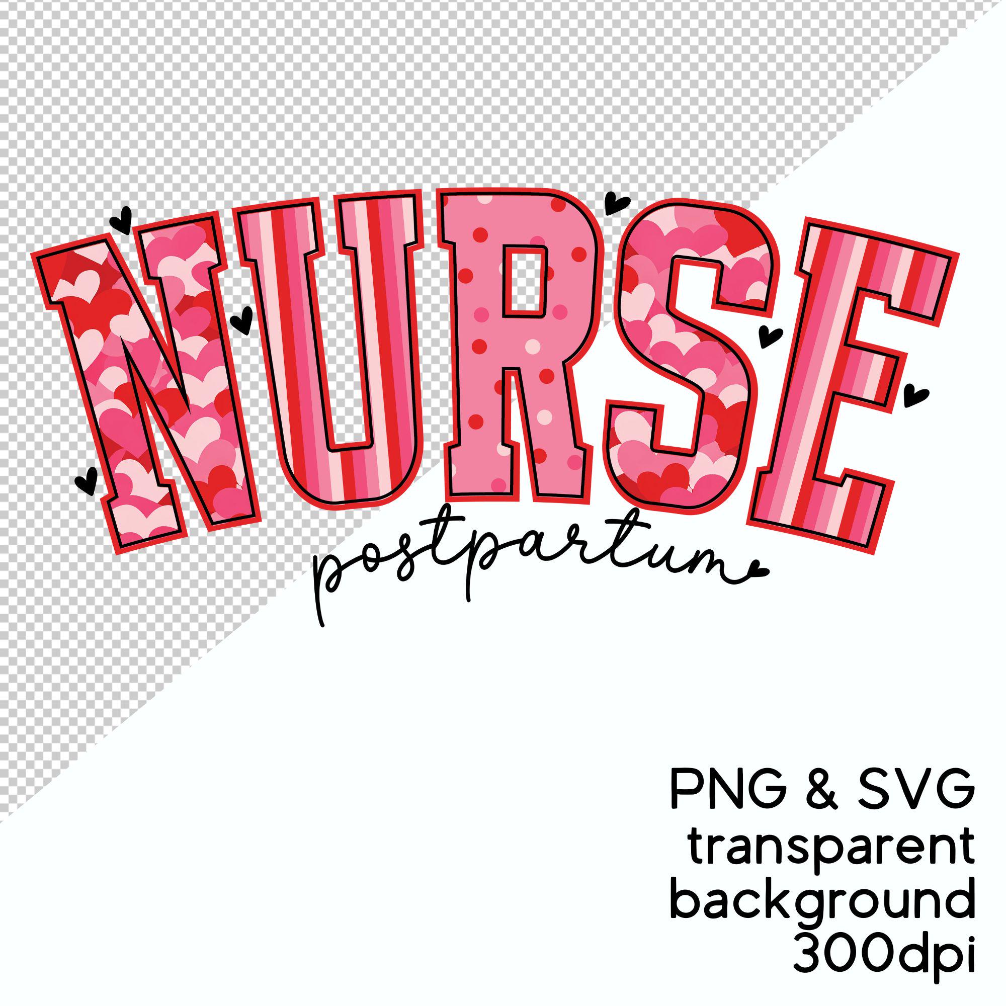 Postpartum Lettering Valentines Postpartum Nurse Png Pink Camo Retro Nurse Postpartum Gift ...