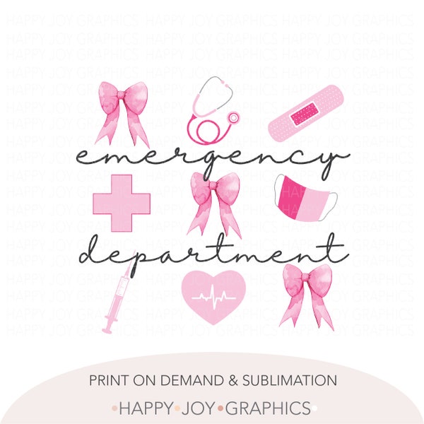 Emergency Department Png ER Nurse Sweatshirt Doctor Png File Pink Bow Png Coquette Png Stethoscope Png Doctor Nurse Clipart