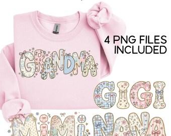 Grandmillennial Family Bundle Png Grandmillennial Grandma Png Gigi Png Mimi Png Nana Png Grandmillennial Floral Gingham Whimsy Png