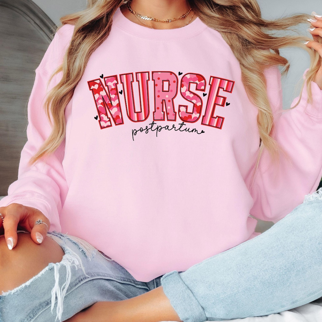 Postpartum Lettering Valentines Postpartum Nurse Png Pink Camo Retro Nurse Postpartum Gift ...