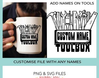 Personalised Toolbox Svg For Grandpa Sublimation Custom Grandpa Shed Tools Svg Toolbox Png Add Kids Names File First Fathers Day Best Dad