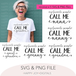 Bundel oma Svg-bestand Mijn favoriete mensen noemen me overgrootmoeder PNG oma Svg Nanny Svg Nana Svg Moederdag Svg oma Sweatshirt PNG