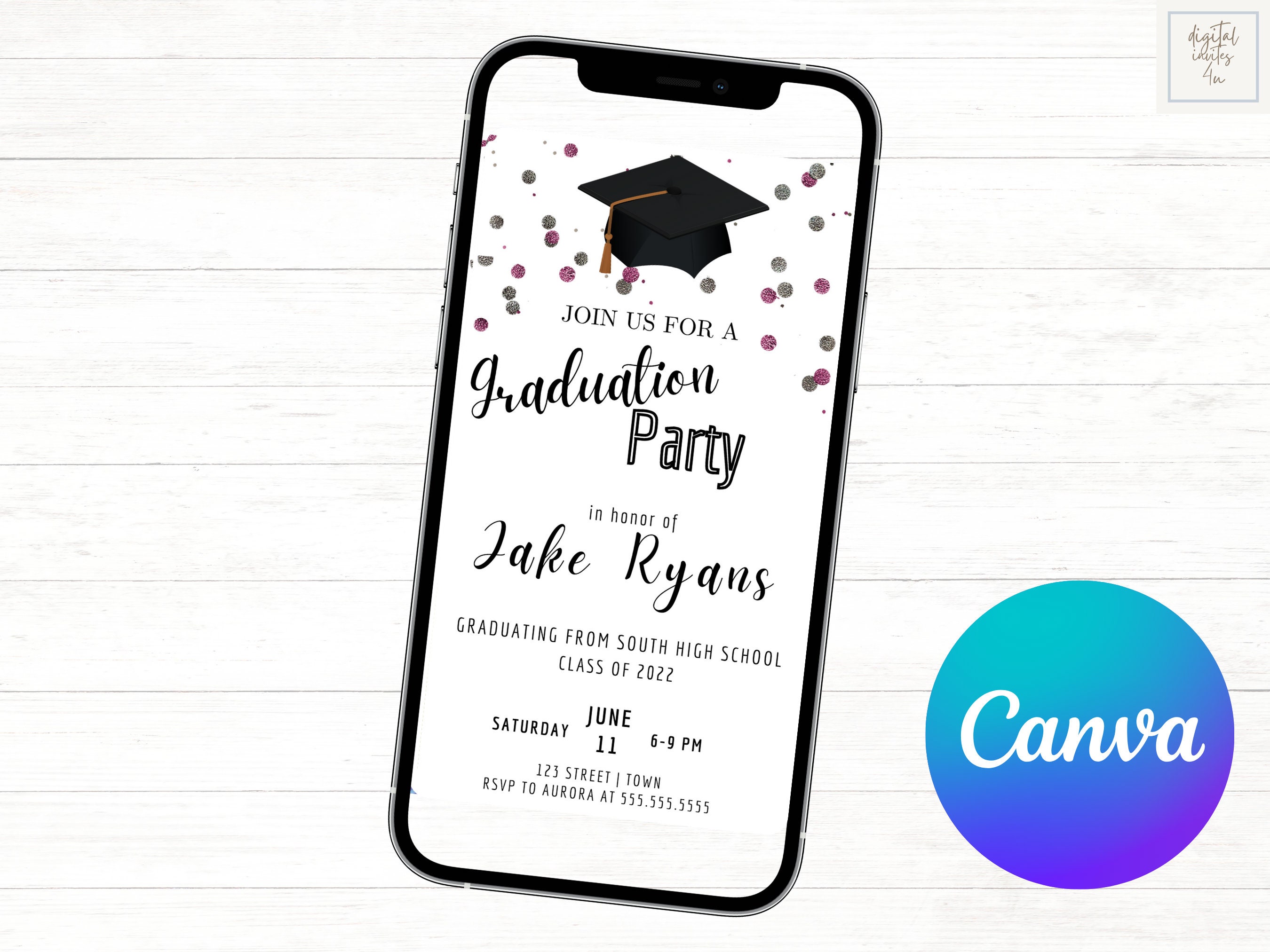 Text Invitation Electronic Graduation Party Invitation Template Mobile