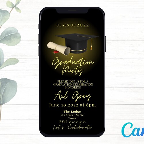 Text Invitation Electronic Graduation Party Invitation Etsy