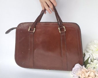 Brown Shoulder Purse, Leather Tote Bag, Portfolio Bag, Shoulder Tote, Leather Handbag, Messenger Bag, Top Handle Handbag, Gift for Mothers