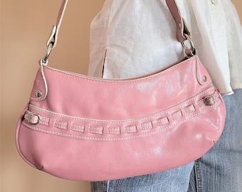 Rosa Kunstleder Umhängetasche: Retro Handtasche, Made in Canada