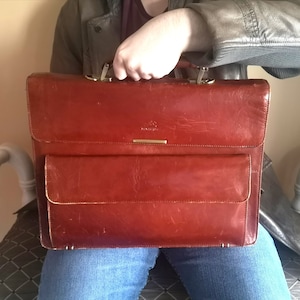 Pasta de couro marrom, pasta de grife, bolsa executiva tipo carteiro, porta-fólio empresarial, bolsa para livros, porta-documentos, presente para pai
