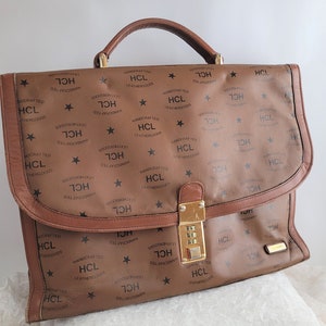 Sac en cuir de marque, porte-documents de direction, porte-folio marron et beige, porte-documents, sac messager HCL de marque, sacoche en cuir, cadenas à combinaison